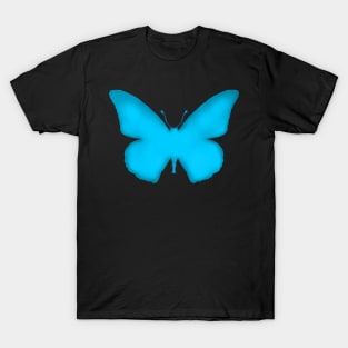 Neon Blue Ombre Butterfly Silhouette T-Shirt